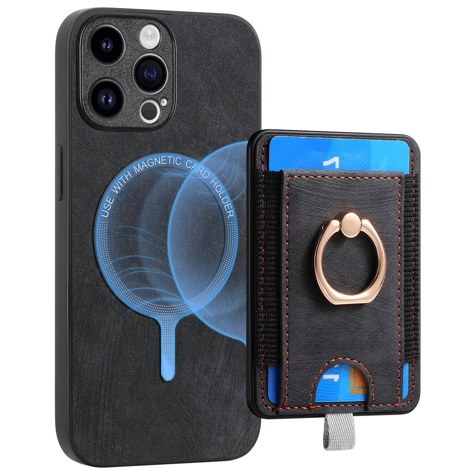 D7 For iPhone 14 Pro Case Ring Kickstand Leather+TPU Cover Detachable Magnetic Card Holder D7 For iPhone 14 Pro Case Ring Kickstand Leather+TPU Cover Detachable Magnetic Card Holder